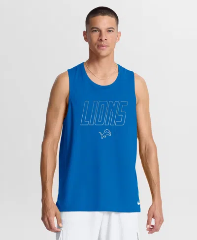 Nike Men's Detroit Lions Kickoff Miler Sleeveless Crewneck Tank Top In Blue