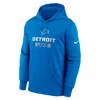Nike Blue Detroit Lions Toss Sweep Performance Pullover Hoodie In Blue