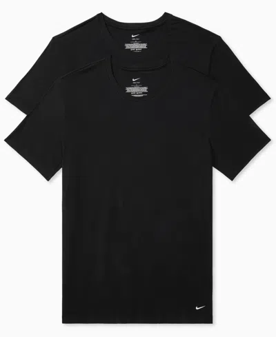 Nike All Day Cotton Stretch Short Sleeve Crew Neck 2-pack In Black