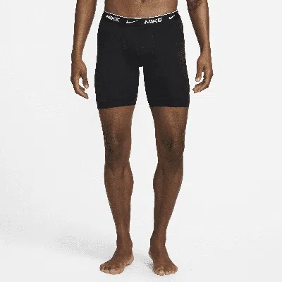Nike Men's Dri-fit Essential Cotton Stretch Long Boxer Briefs (3-pack) In Black