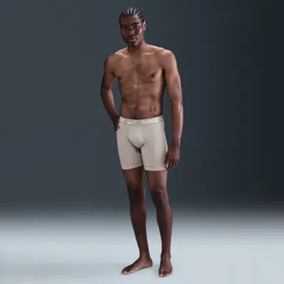 Nike Men's Dri-fit Essential Micro Long Boxer Briefs (3-pack) In Grey