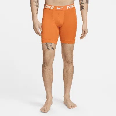 Nike Men's Dri-fit Essential Micro Long Boxer Briefs (3-pack) In Orange
