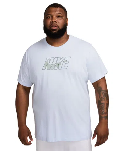 Nike Men's Dri-fit Fitness Short Sleeve Logo Graphic T-shirt In Football Grey