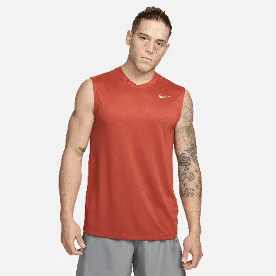 Nike Men's Dri-fit Legend Sleeveless Fitness T-shirt In Dragon Red/ White