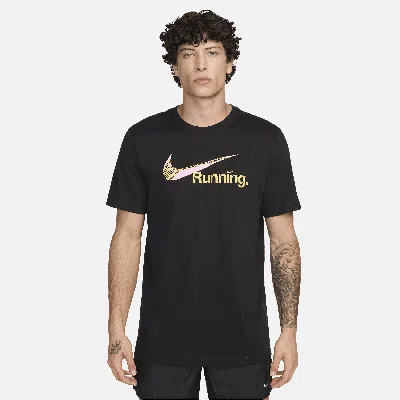 Nike Men's Dri-fit Running T-shirt In Black