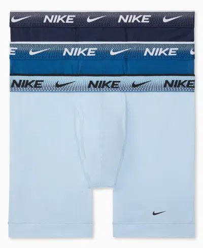 Nike Men's Dri-fit Essential Cotton Stretch Boxer Briefs, 3-pack In Light Armory Blue,court Blue,obsidian