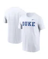 Nike Men's White Duke Blue Devils Primetime Evergreen Wordmark T-shirt In White