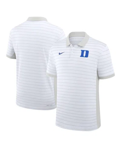 Nike Men's Duke Blue Devils Sideline Victory Stripe Pique Polo Shirt In White