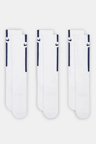 Nike Men's Elevated Stripe Crew Socks 3-pack In White, Men's At Urban Outfitters
