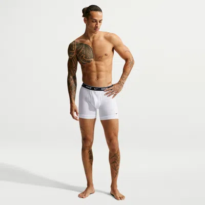 Nike Men's Essential Cotton Stretch Dri-fit 5-pack Boxer Briefs In White