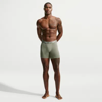 Nike Men's Essential Cotton Stretch Dri-fit Boxer Briefs (3-pack) In Green