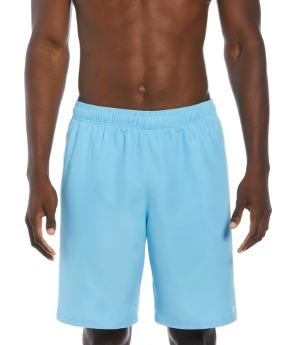 Nike Men's Essential Lap Solid 9" Swim Trunks In Aquarius Blue