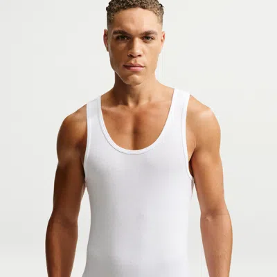 Nike Men's Essential Stretch Cotton Dri-fit Tank Top In White