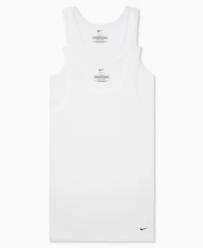 Nike Men's Essential Stretch Ribbed Tank Undershirts, 2-pack In White