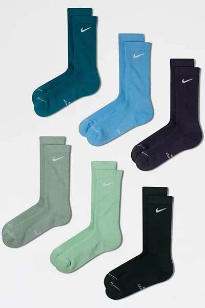 Nike Men's Everyday Elevated Crew Socks 6-pack In Assorted, Men's At Urban Outfitters In Blue