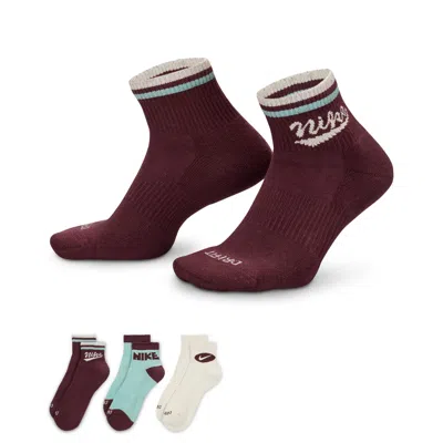 Nike Men's Everyday Plus Ankle Socks (3 Pairs) In Multi