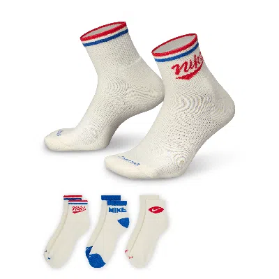 Nike Men's Everyday Plus Ankle Socks (3 Pairs) In Multicolor