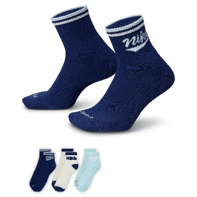 Nike Men's Everyday Plus Ankle Socks (3 Pairs) In Multicolor