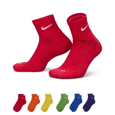 Nike Men's Everyday Plus Cushioned Training Ankle Socks (6 Pairs) In Red