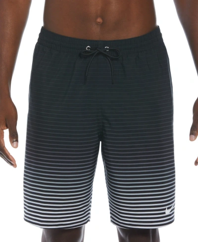 Nike Men's Fade Stripe Breaker Ombre 9" Swim Trunks In Black