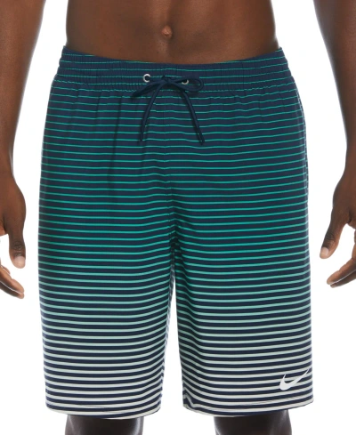 Nike Men's Fade Stripe Breaker Ombre 9" Swim Trunks In Midnight Navy