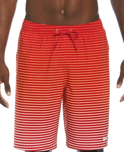 Nike Men's Fade Stripe Breaker Ombre 9" Swim Trunks In University Red