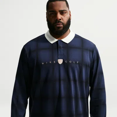 Nike Men's Fairway Fresh Dri-fit Loose Long-sleeve Golf Polo In Blue