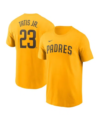 NIKE MEN'S FERNANDO TATIS JR. GOLD SAN DIEGO PADRES FUSE NAME NUMBER T-SHIRT