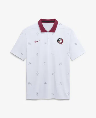 Nike Men's Florida State Seminoles Primetime Campus Vapor Polo Shirt In White