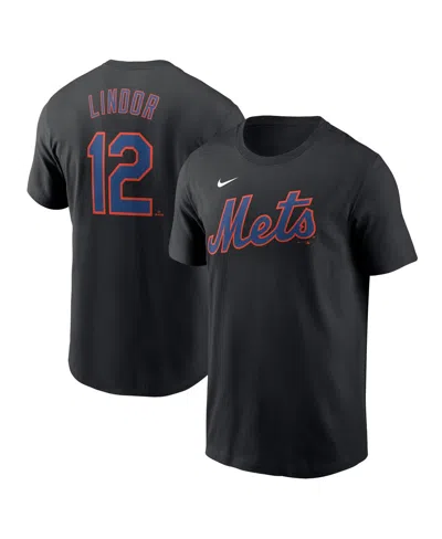 Nike Men's Francisco Lindor Black New York Mets Fuse Name Number T-shirt