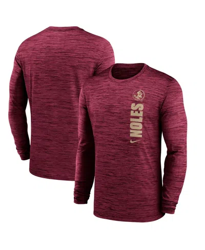 Nike Men's Garnet Florida State Seminoles 2024 Sideline Velocity Performance Long Sleeve T-shirt In Red,cream
