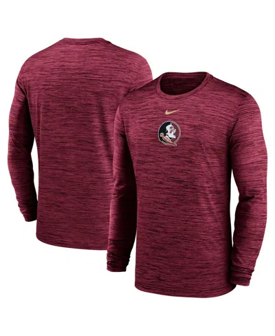 Nike Men's Garnet Florida State Seminoles 2025 Sideline Velocity Performance Long Sleeve T-shirt In Animal Print