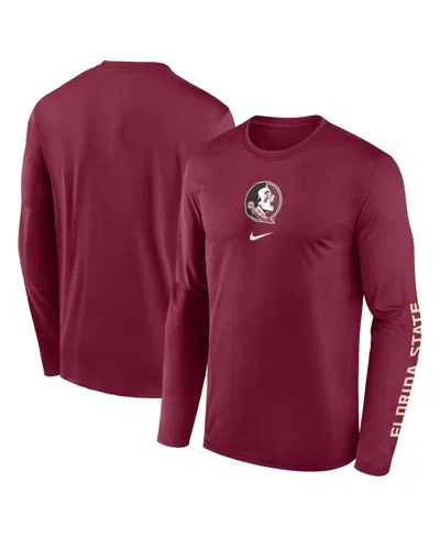 Nike Men's Garnet Florida State Seminoles Primetime Center Lockup Two-hit Legend Long Sleeve T-shirt In Burgundy