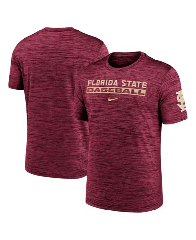 NIKE MEN'S GARNET FLORIDA STATE SEMINOLES VELOCITY BASEBALL WORDMARK STACK PERFORMANCE T-SHIRT