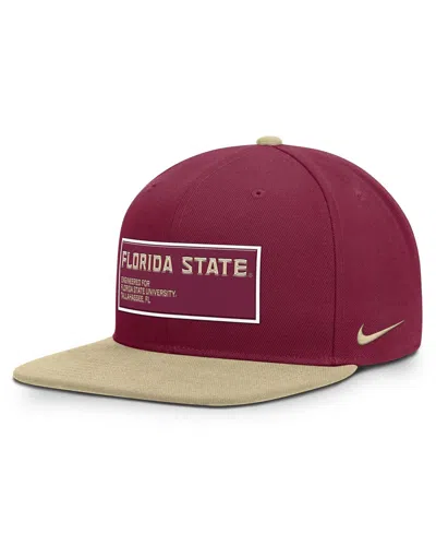 Nike Men's Garnet/gold Florida State Seminoles 2025 On-field Patch Pro Dri-fit Snapback Hat In Pink