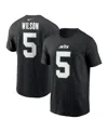 Nike Men's Garrett Wilson Black New York Jets Name Number T-shirt In Black