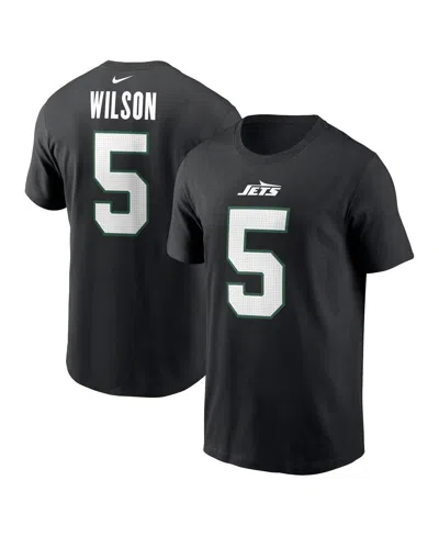 Nike Men's Garrett Wilson Black New York Jets Name Number T-shirt