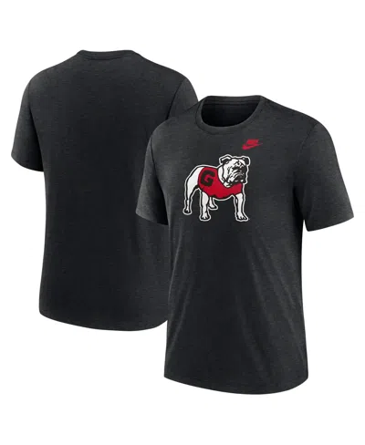Nike Men's Georgia Bulldogs Blitz Evergreen Legacy Primary Tri-blend T-shirt In Heather Black