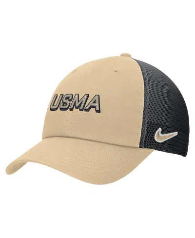 Nike Men's Gold Army Black Knights On-field Club Adjustable Trucker Hat In Brown