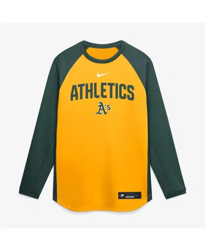 Nike Men's Gold Athletics Authentic Collection Raglan Dri-fit Sweatshirt In Multi