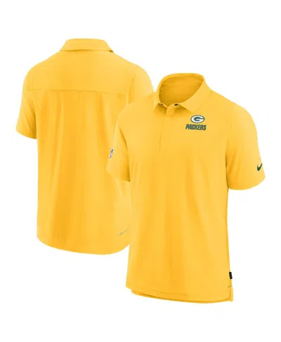 Nike Men's Gold Green Bay Packers Sideline Lockup Performance Polo Shirt In Yellow