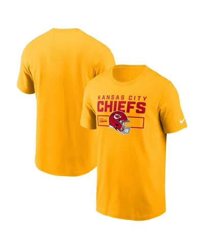 NIKE MEN'S GOLD KANSAS CITY CHIEFS PRIMETIME HELMET ESSENTIAL T-SHIRT