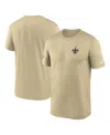 Nike Gold New Orleans Saints Sideline Alt Pack Small Logo Legend Performance T-shirt In Gold