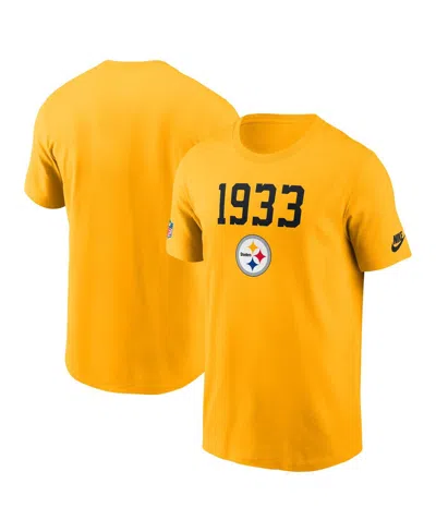 NIKE MEN'S GOLD PITTSBURGH STEELERS 1933 ALT PACK ONSIDE CONVERSION PERFORMANCE T-SHIRT