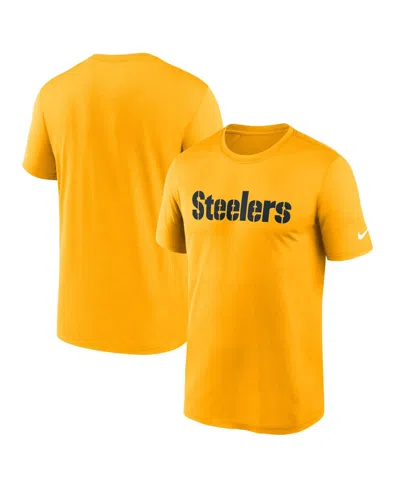NIKE MEN'S GOLD PITTSBURGH STEELERS PRIMETIME LEGEND WORDMARK PERFORMANCE T-SHIRT