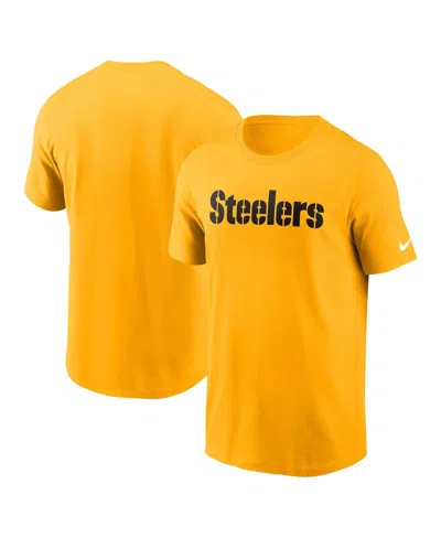 NIKE MEN'S GOLD PITTSBURGH STEELERS PRIMETIME WORDMARK ESSENTIAL T-SHIRT
