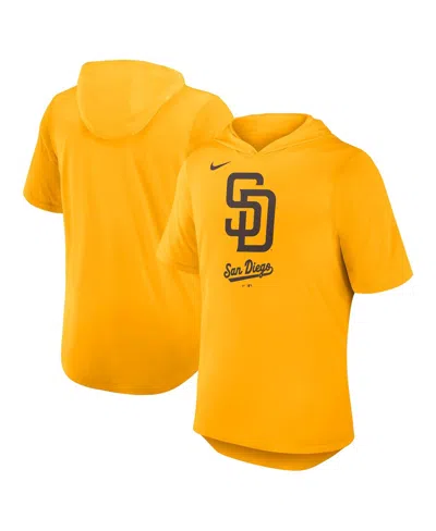 NIKE MEN'S GOLD SAN DIEGO PADRES TRI-BLEND PERFORMANCE HOODIE T-SHIRT