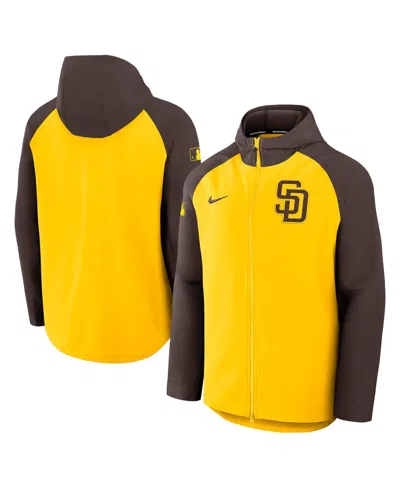 Nike Men's Gold/brown San Diego Padres Authentic Collection Raglan Performance Full-zip Jacket In Gold,brown