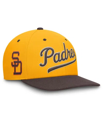 Nike Men's Gold/brown San Diego Padres Cooperstown Collection Pro Performance Snapback Hat In Gold,brown