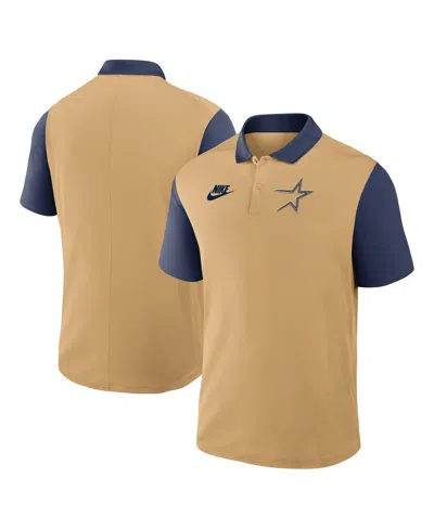Nike Men's Gold/navy Houston Astros Cooperstown Collection Color-block Victory Performance Polo Shirt In Gold,navy